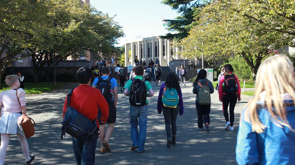 Students walking about on the campus of the University of Washington. Picture: