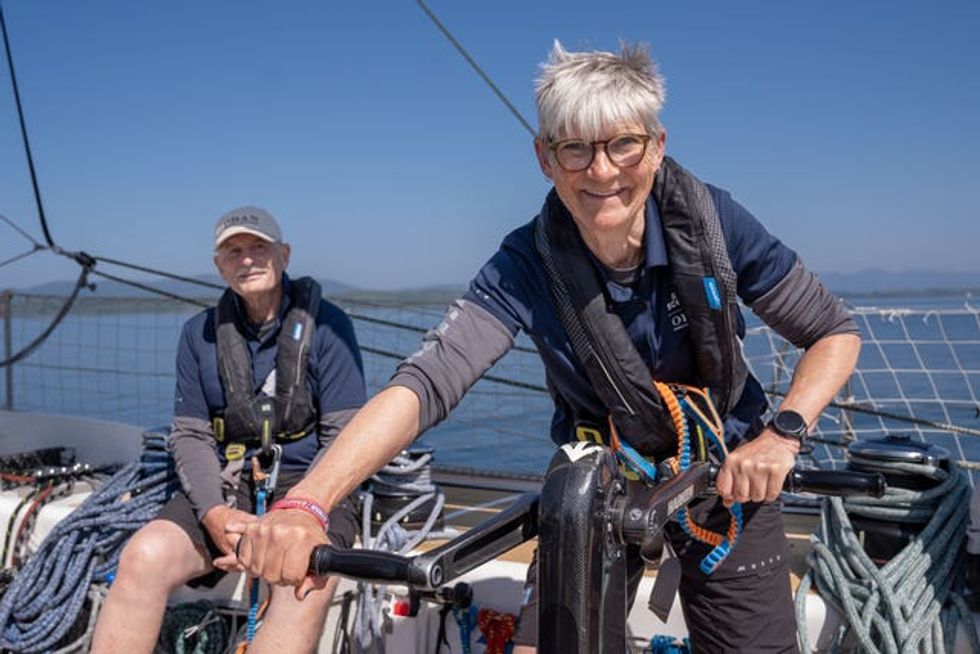 Sue Smith on board a yacht