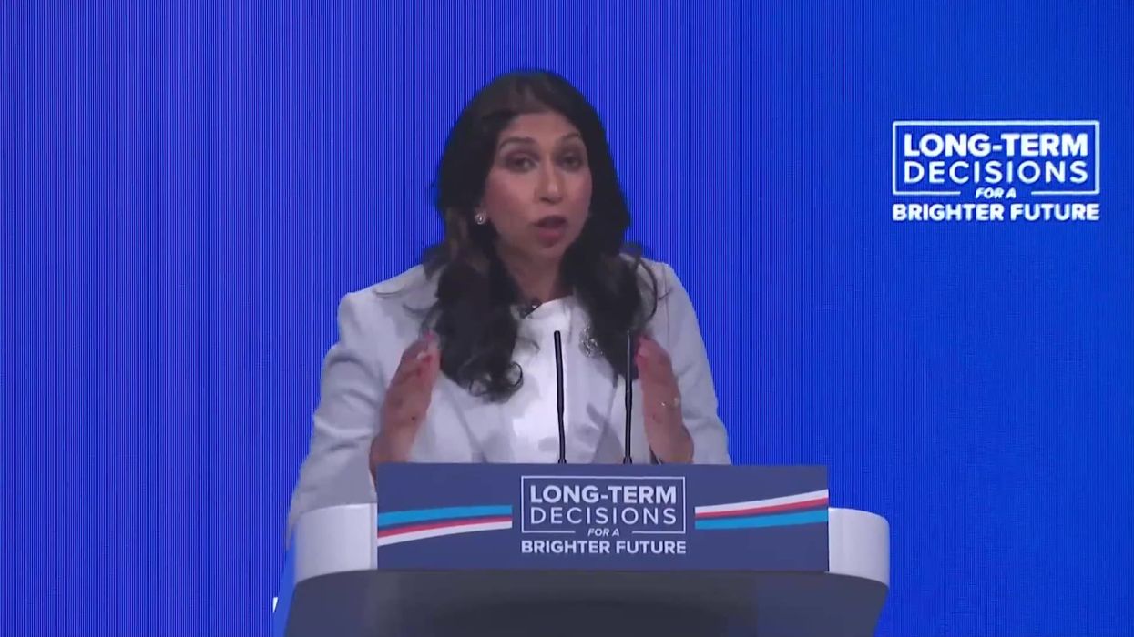 Suella Braverman gave 'disturbing speech' then stood on a guide dog