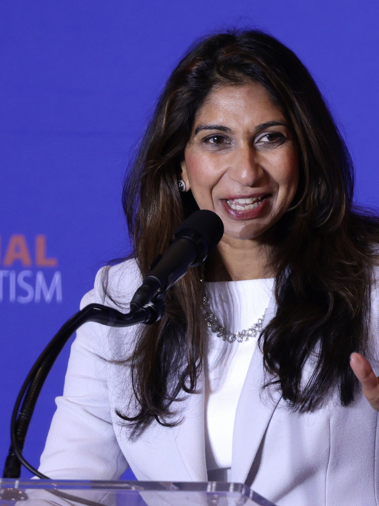 Suella Braverman speaks at the National Conservatism conference.