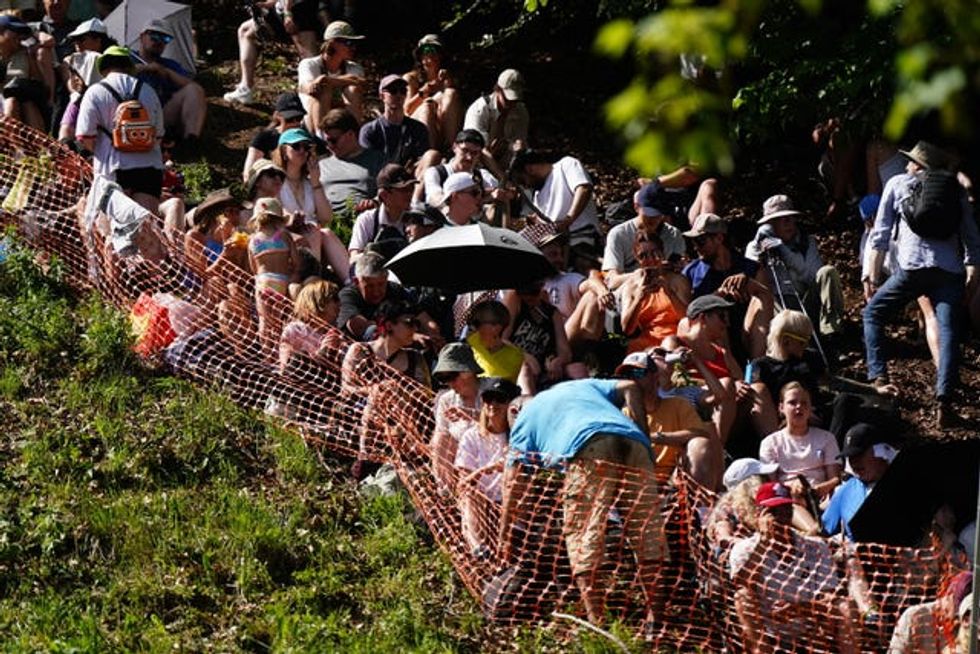 Supporters ahead of the annual cheese rolling