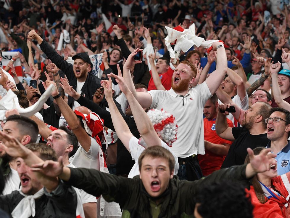Supporters at Wembley cheer England along to the Euro 2020 final