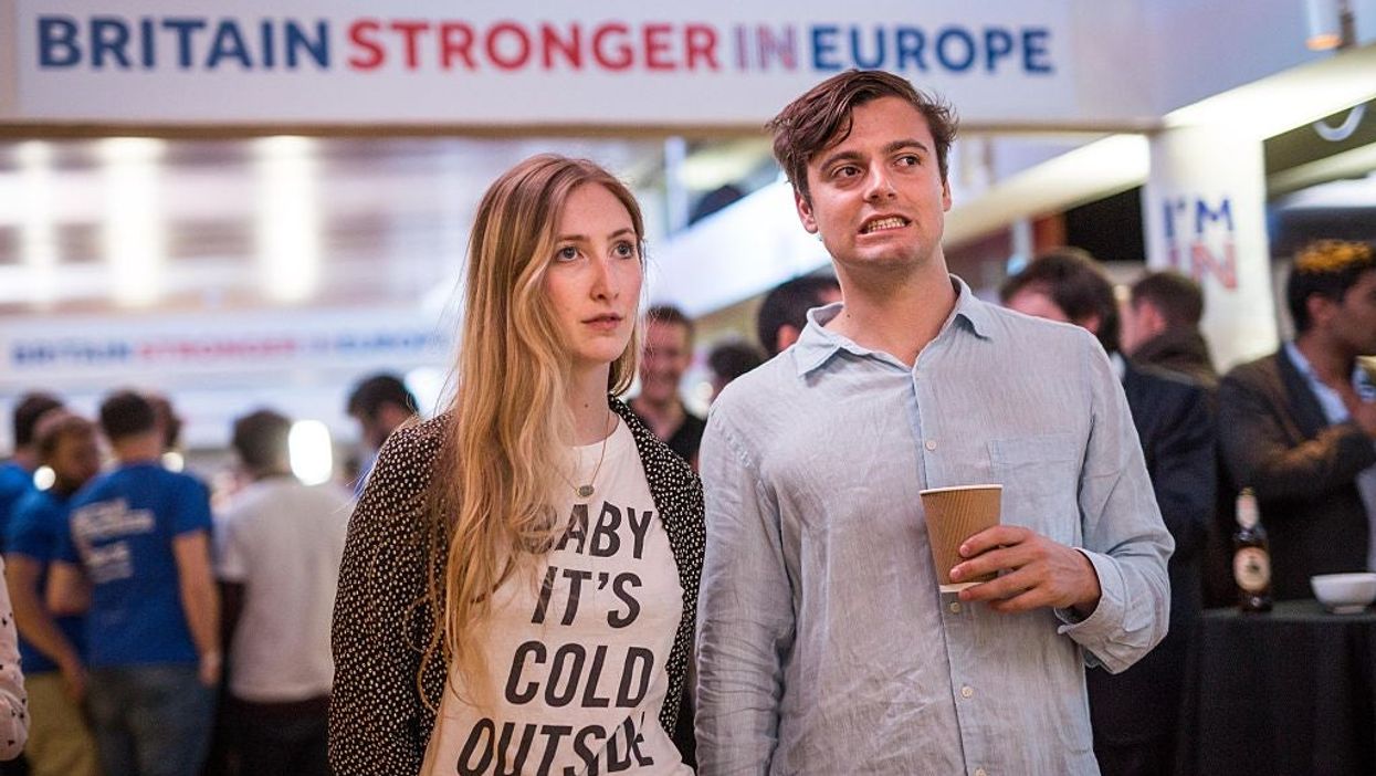 Supporters of the Stronger In campaign react as results of the EU referendum are announced at the Royal Festival Hall