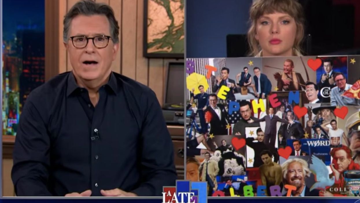 Taylor Swift and Stephen Colbert