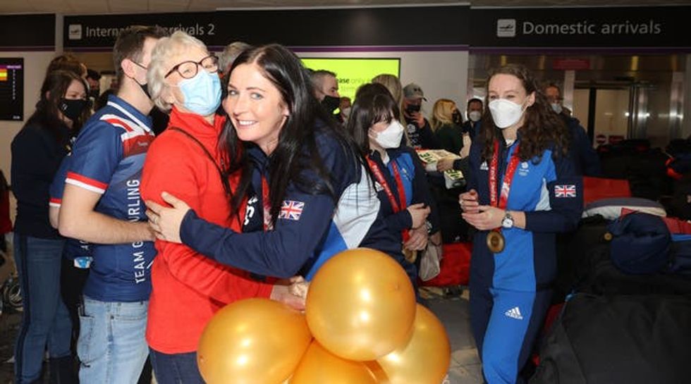 Team GB Medallists arrive at Edinburgh Airport
