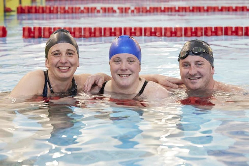Team UK captain Rachel Williamson, centre, with vice-captains Kelly Leonard, left, and Corporal David Morris