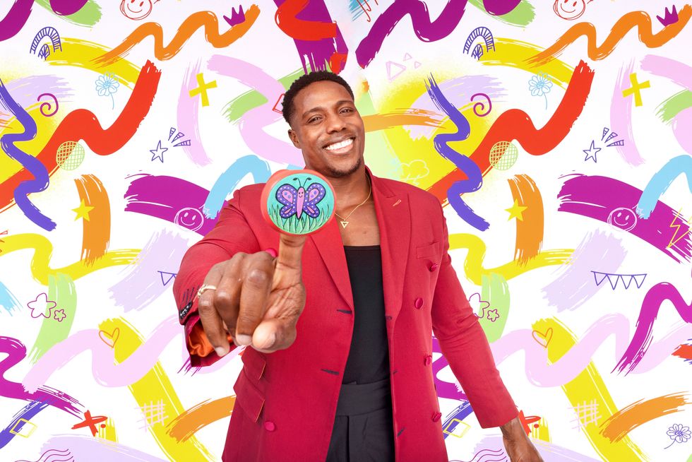 Television personality Harry Aikines-Aryeetey supports Red Nose Day 2026 by wearing one of the new Design-Yer Noses