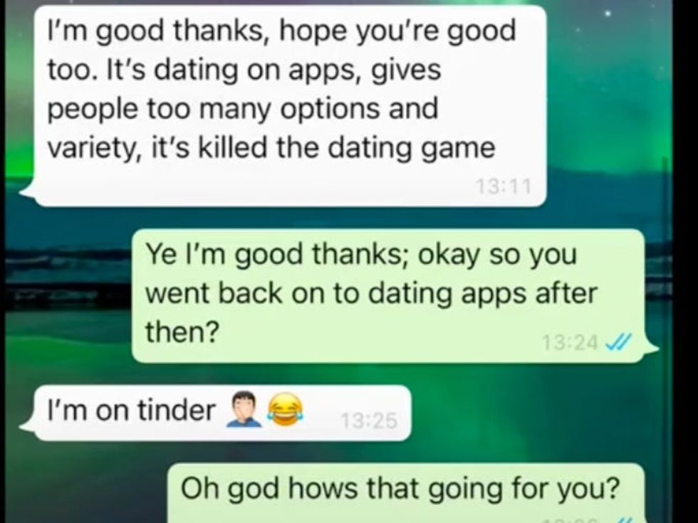 Text message between Danielle and the man who ghosted her