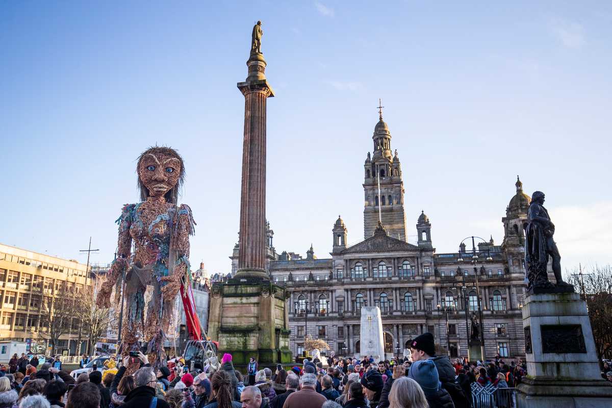 The 10-metre puppet Storm will walk through Glasgow again during the Cop26 summit (Jane Barlow/PA)