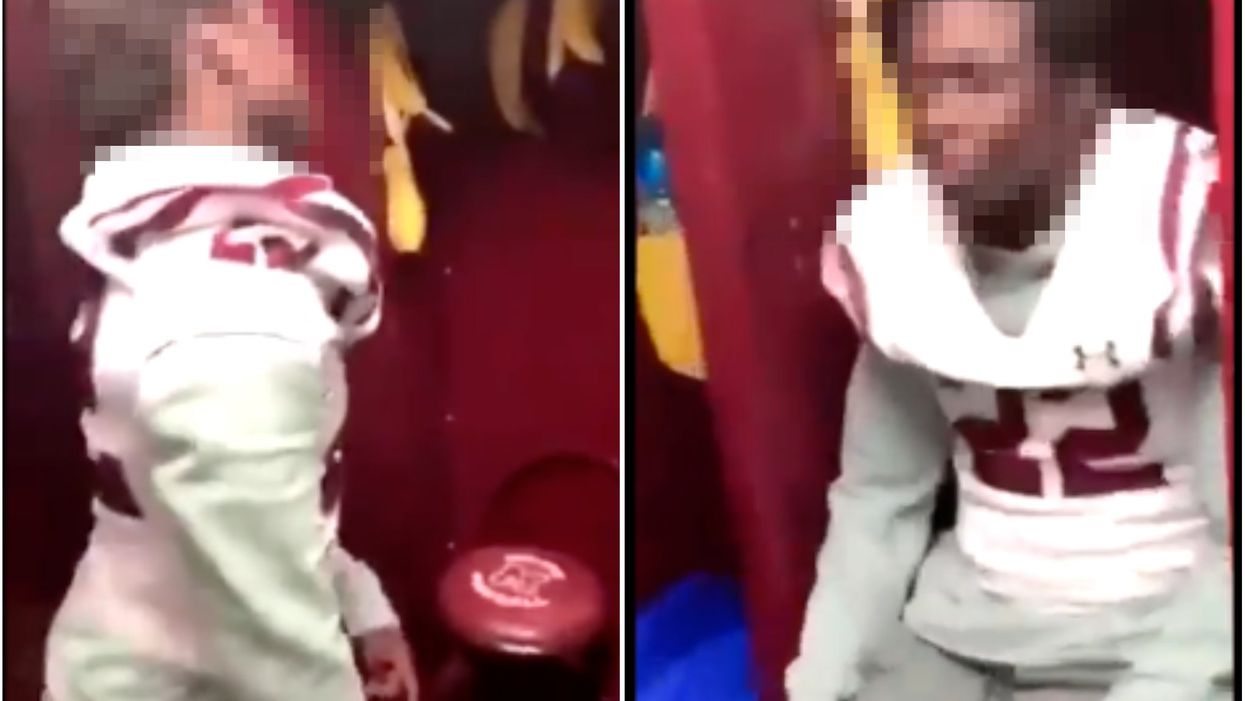 <p>The American football player was ordered to sit in the locker by his teammates</p>