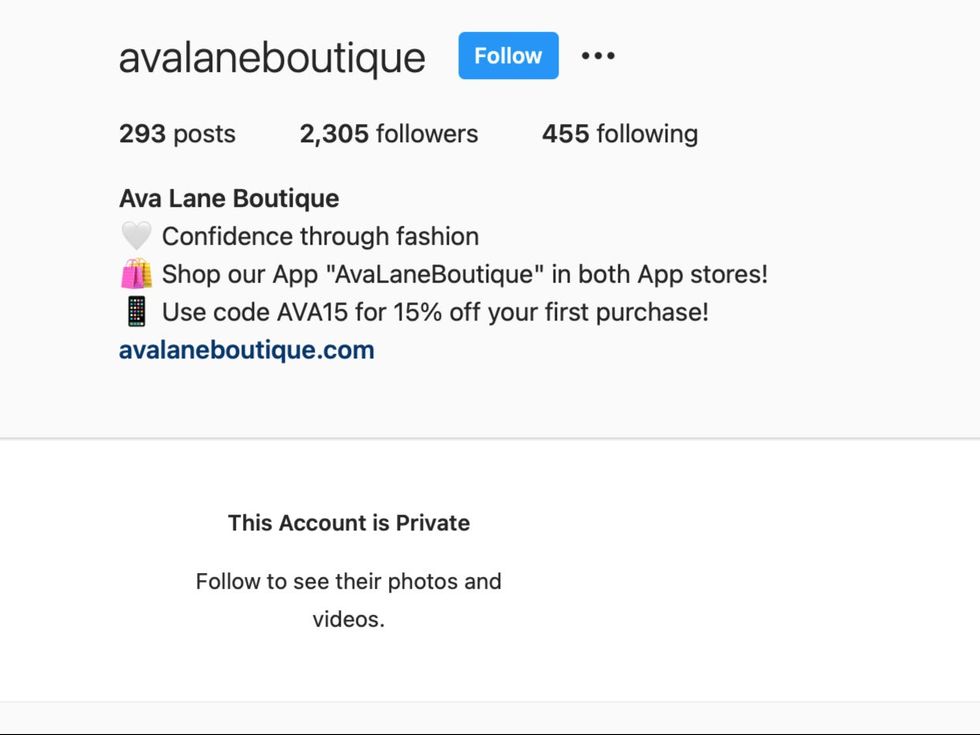 The boutique has since turned all accounts private