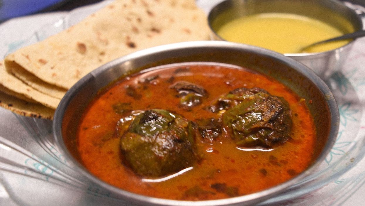 <p>The boy asked for a taste of his neighbour’s roti and aubergine curry and loved it</p>