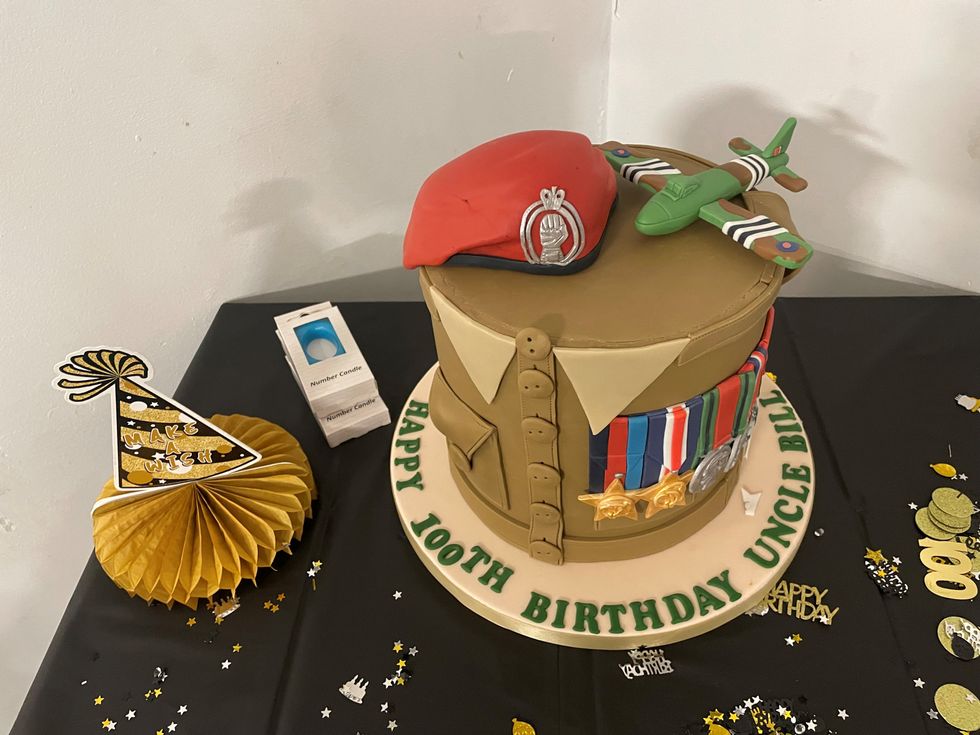 The cake for D-Day veteran Bill Gladden's 100th birthday. (Sam Russell/ PA)