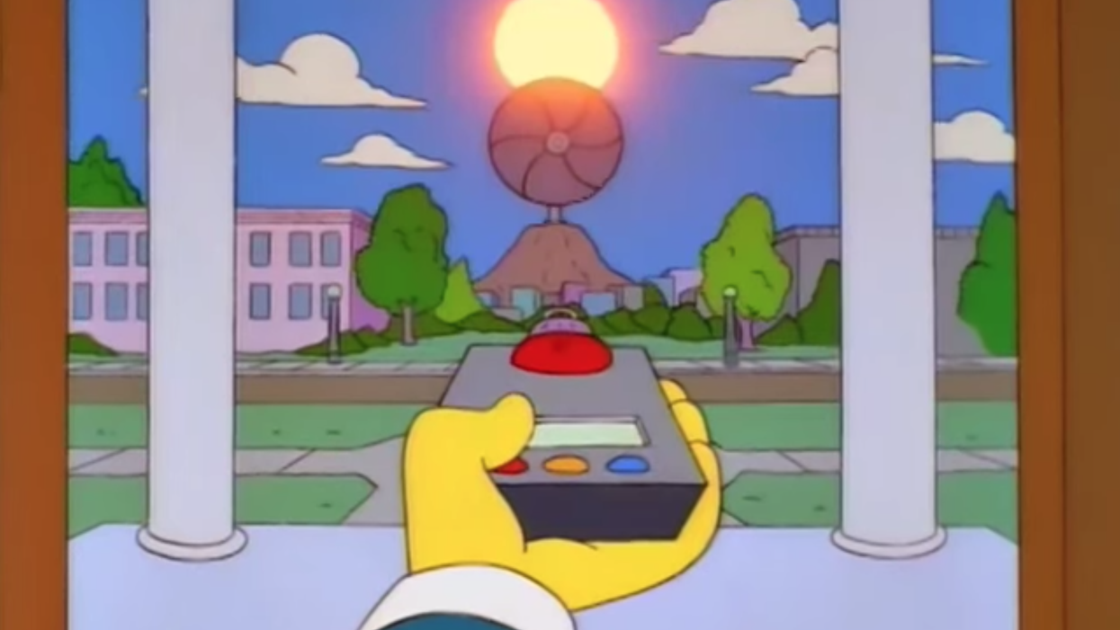 The conspiracy bears a resemblance to the Simpsons plot in which Mr Burns blocks the sun to drive his profits