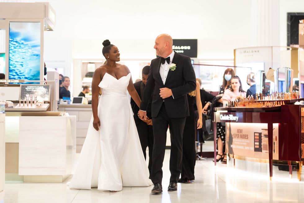 The couple were the first to get married at Selfridges in London (David Parry/PA)