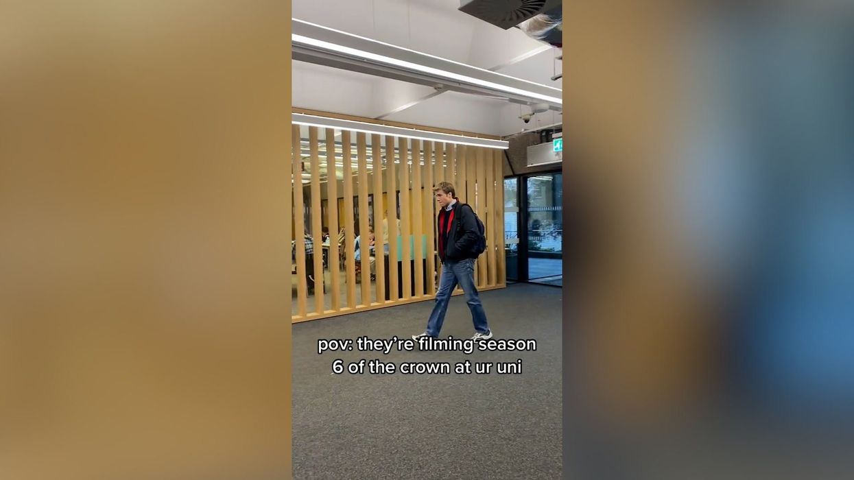 New Prince William in The Crown looks uncanny to the real royal on set at university