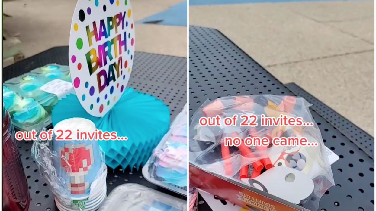 <p>The devastated mum shared footage of the unopened party snacks and favours</p>