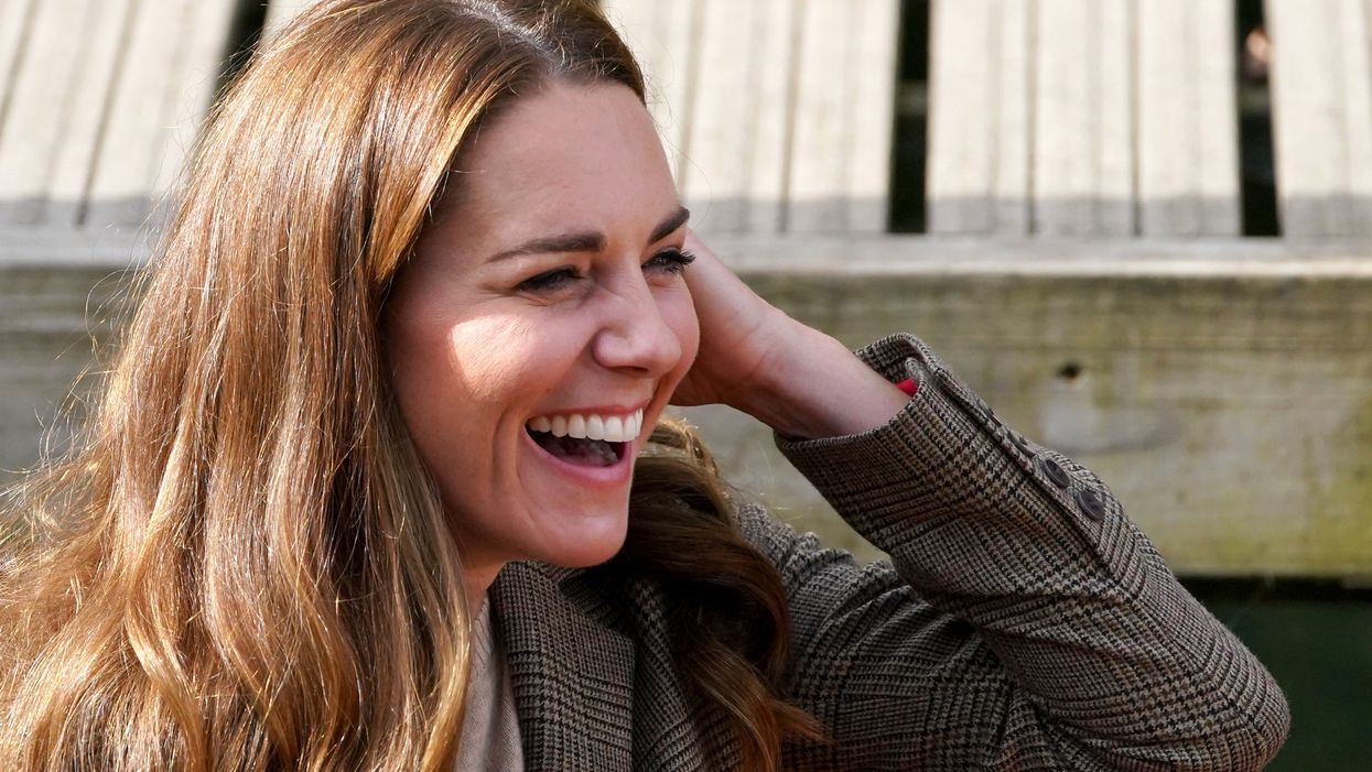 The Duchess of Cambridge arrives at the Jetty Museum in Bowness-on-Windermere, where she is meeting relatives of the Windermere Children (Owen Humphreys/PA)
