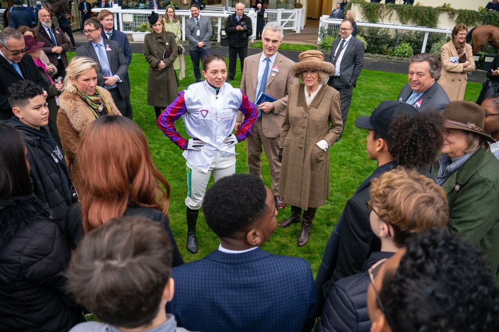 The Duchess of Cornwall and jockey Bryony Frost (PA)