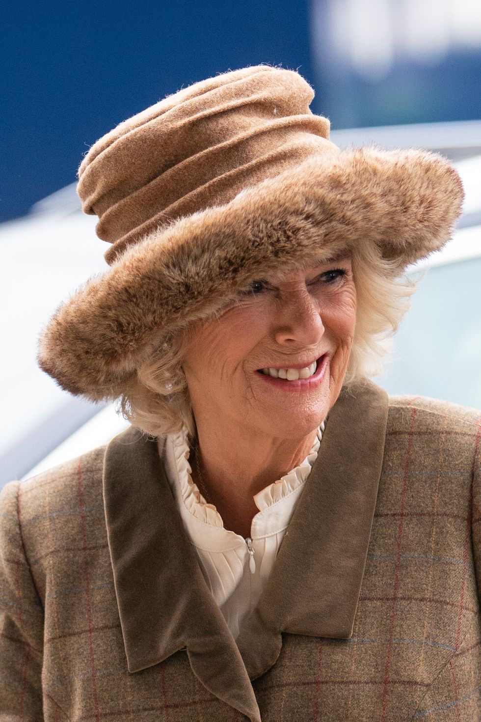 The Duchess of Cornwall arrives to meet Ebony Horse Club students at Ascot (Dominic Lipinski/PA)