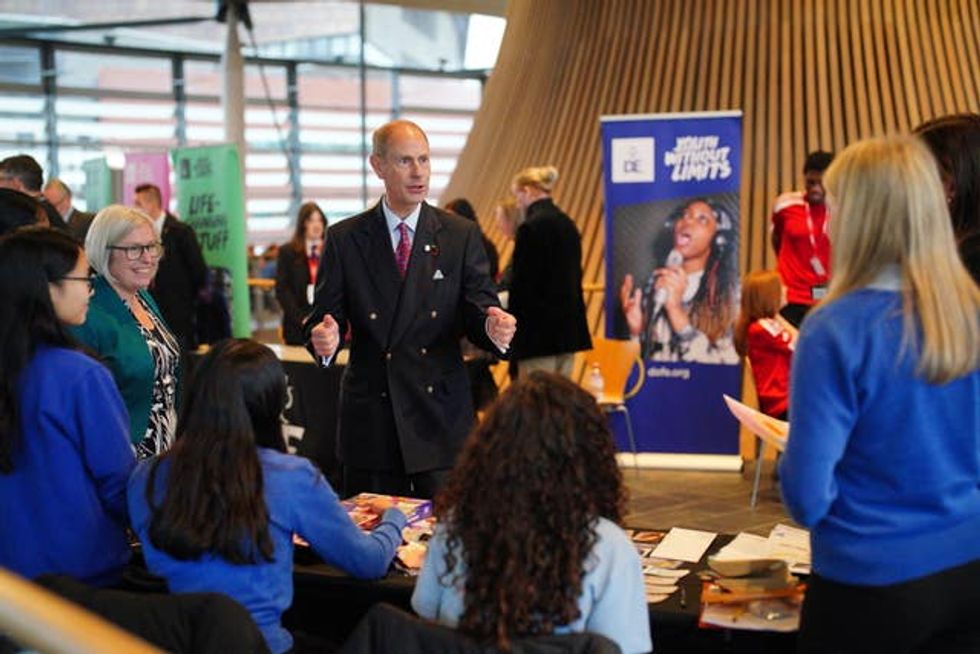 The Duke of Edinburgh during a visit to the Senedd in Cardiff to meet with DofE Cymru youth ambassadors