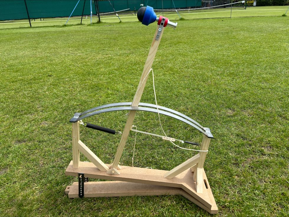 The engineers tried coil springs in a one-fifth-scale model but went with bungee cords, partly for health and safety reasons. (Sam Russell/ PA)
