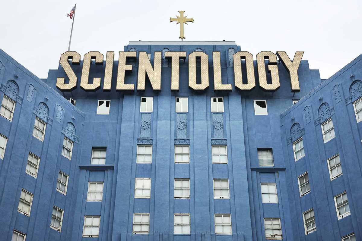 The exterior of the Church of Scientology building in Los Angeles.
