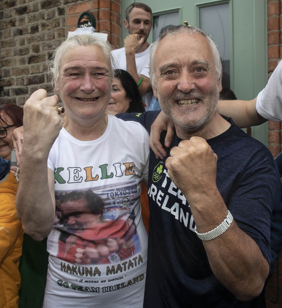 The family of Irish boxer Kellie Harrington, mother Yvonne and father Christy (Damian Eagers/PA)