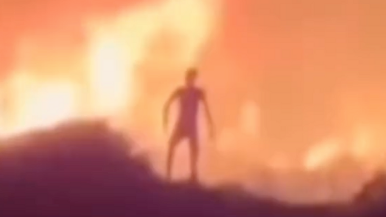 'Human-like’ figure filmed walking unscathed among Greece’s wildfires