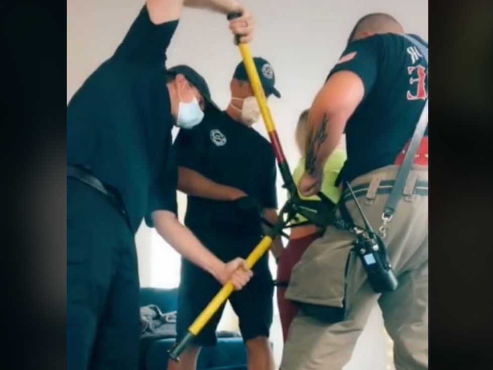 The firefighters first tried bolt cutters, but they didn\u2019t work