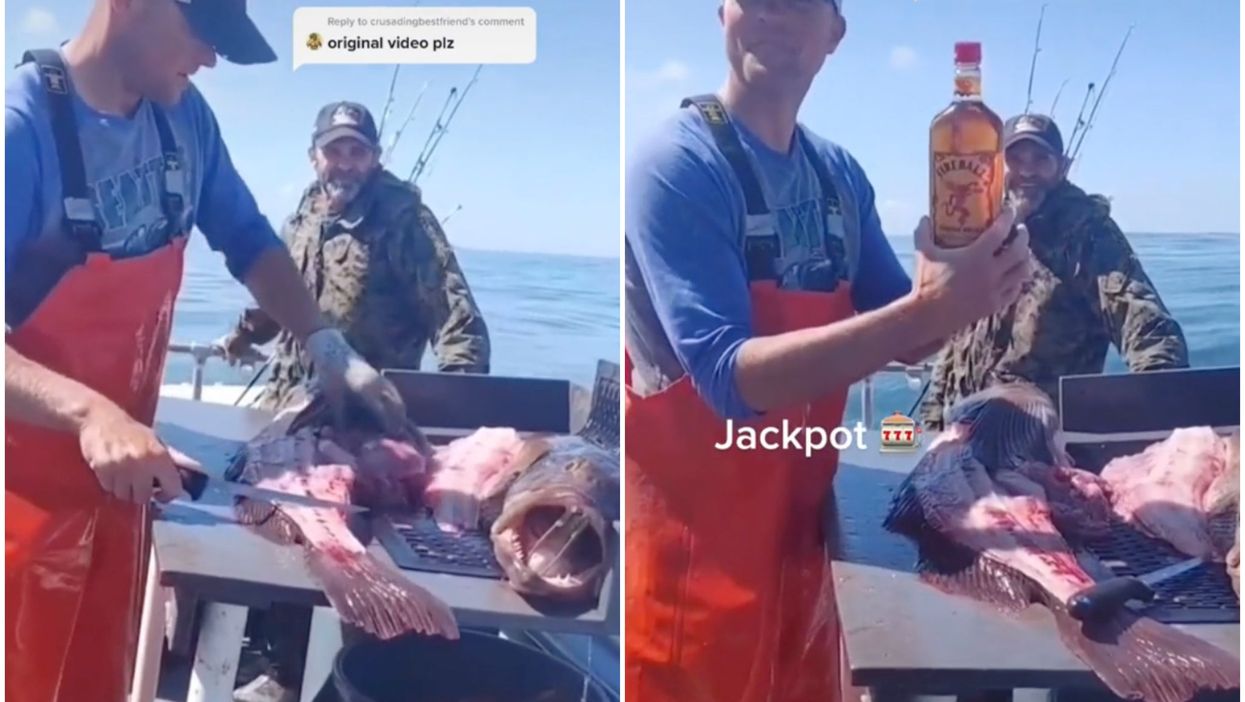 <p>The fisherman looked delighted as he pulled out the ‘surprise’ find</p>