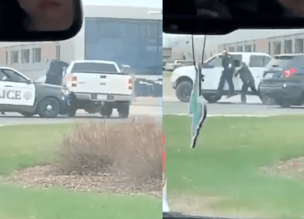 <p>The footage of this arrest has been met with outrage following its stark comparisons to the way that police treat Black and people of colour suspects</p>