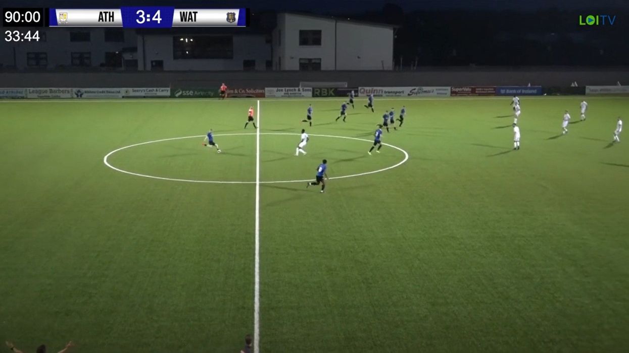 The game was moments from ending when Glen McAuley pulled it back to 4-4 (FAI Cup on LOITV)