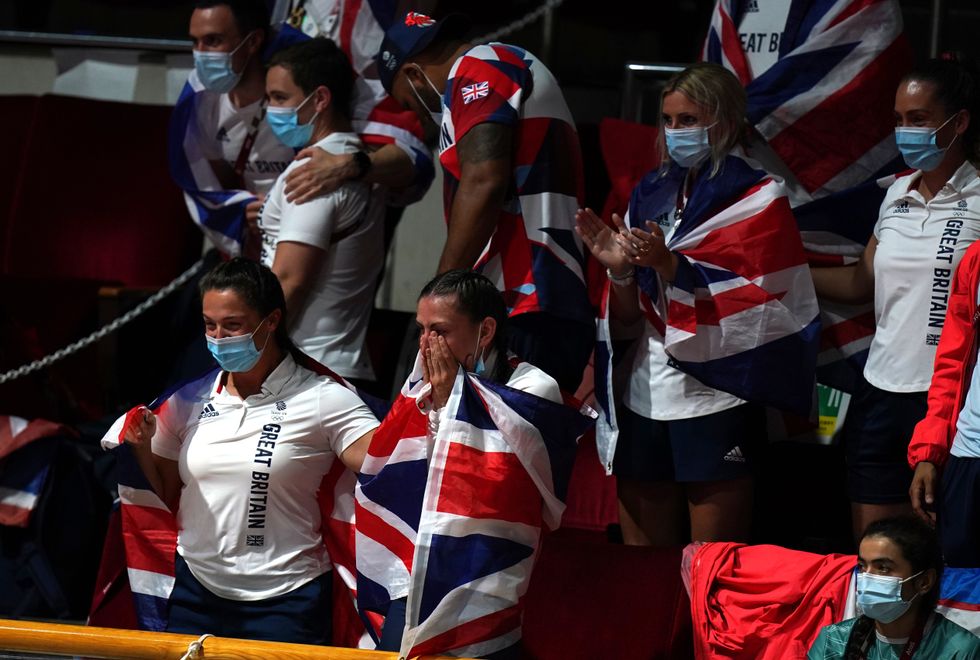The Great Britain boxing team watched on as Lauren Price battled for gold (Adam Davy/PA)