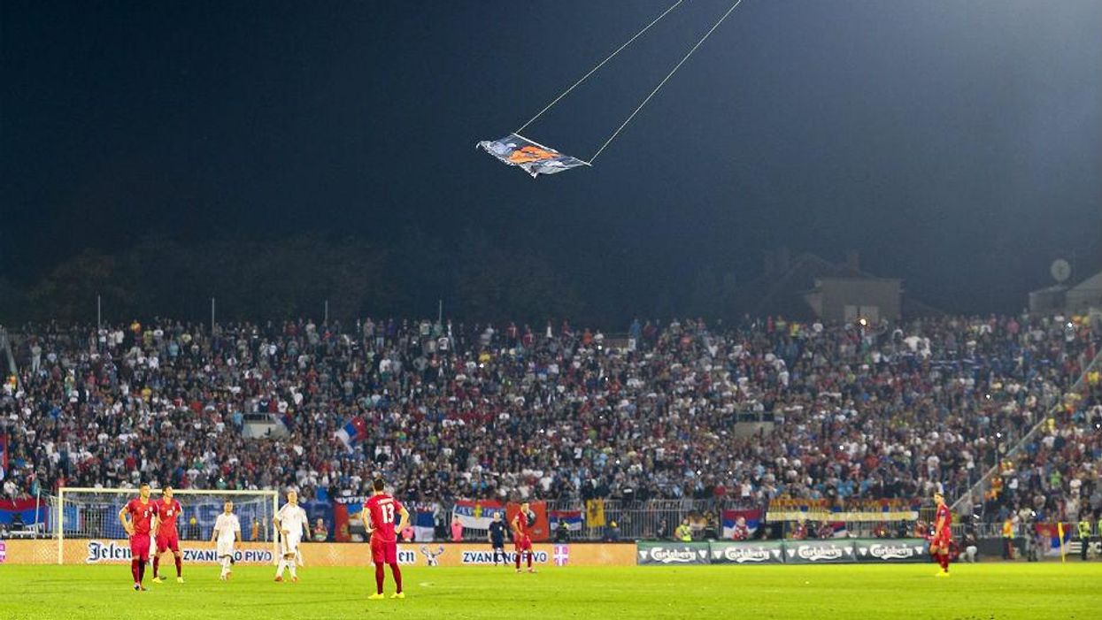 The "Greater Albanian" flag appeared in the first half