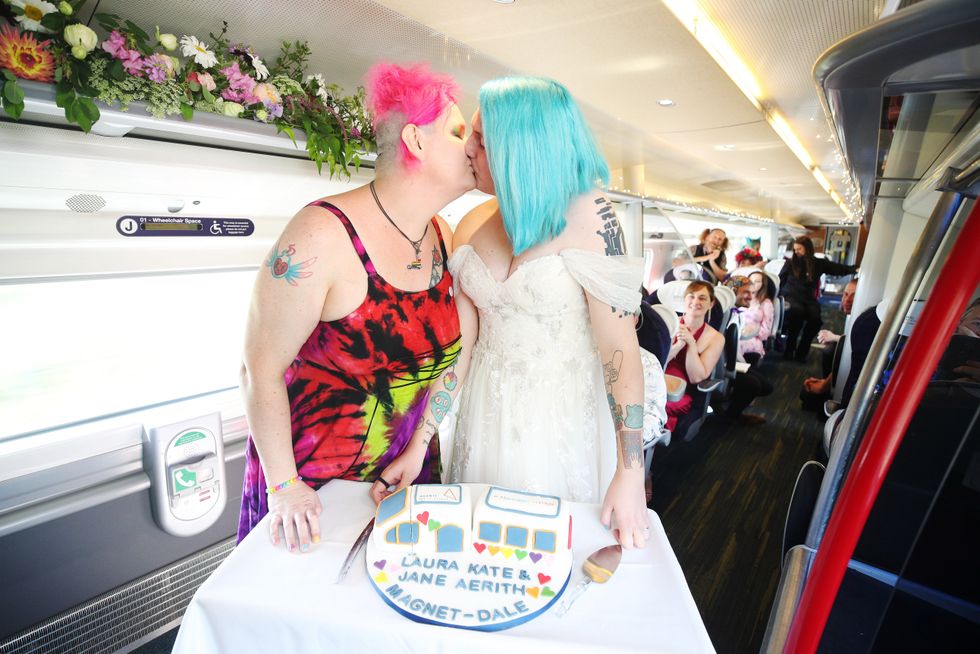 The happy couple celebrate their wedding (Joe Pepler/PinPep)