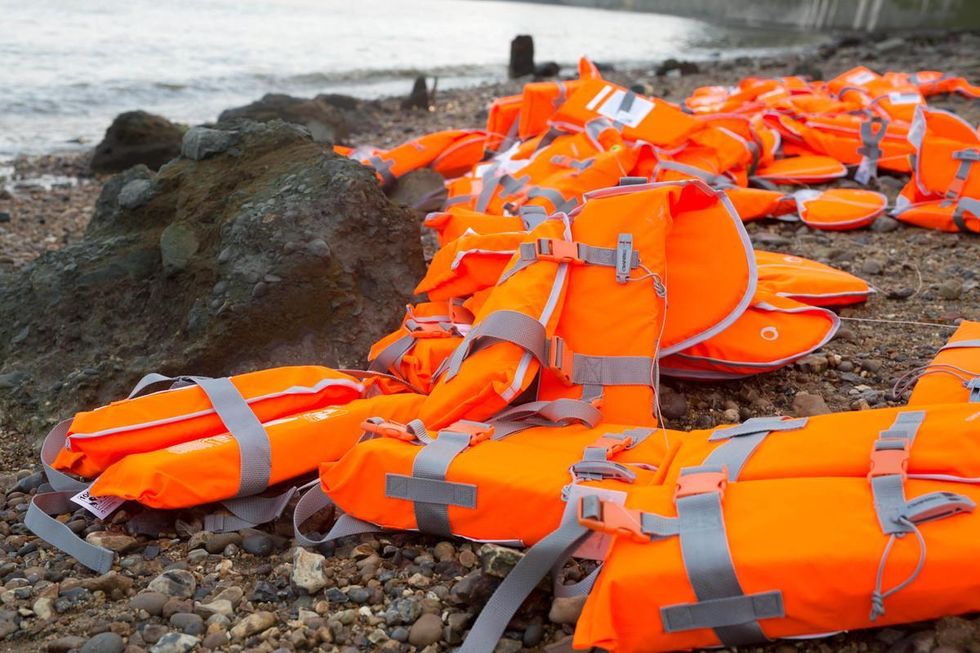 The installation represents the thousands of people who have died during the refugee crisis.