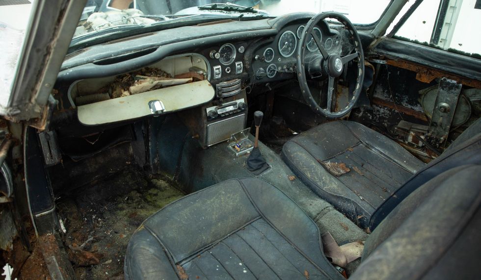 The interior of the car pre-restoration