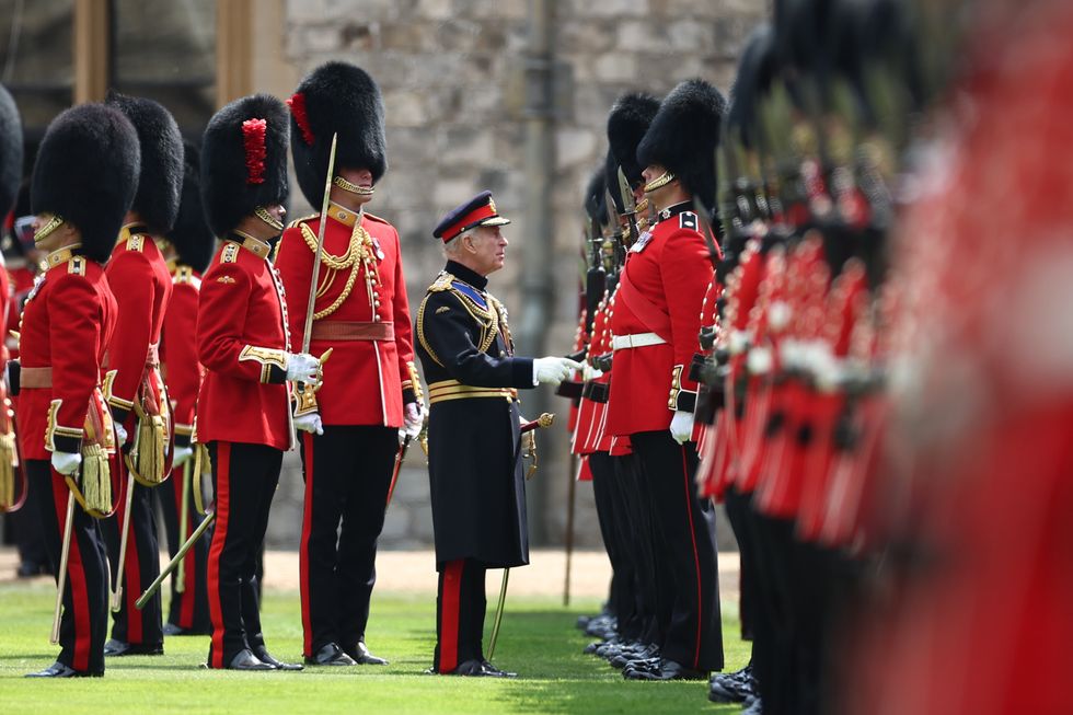 King presents new Colours to Coldstream Guards at Windsor Castle