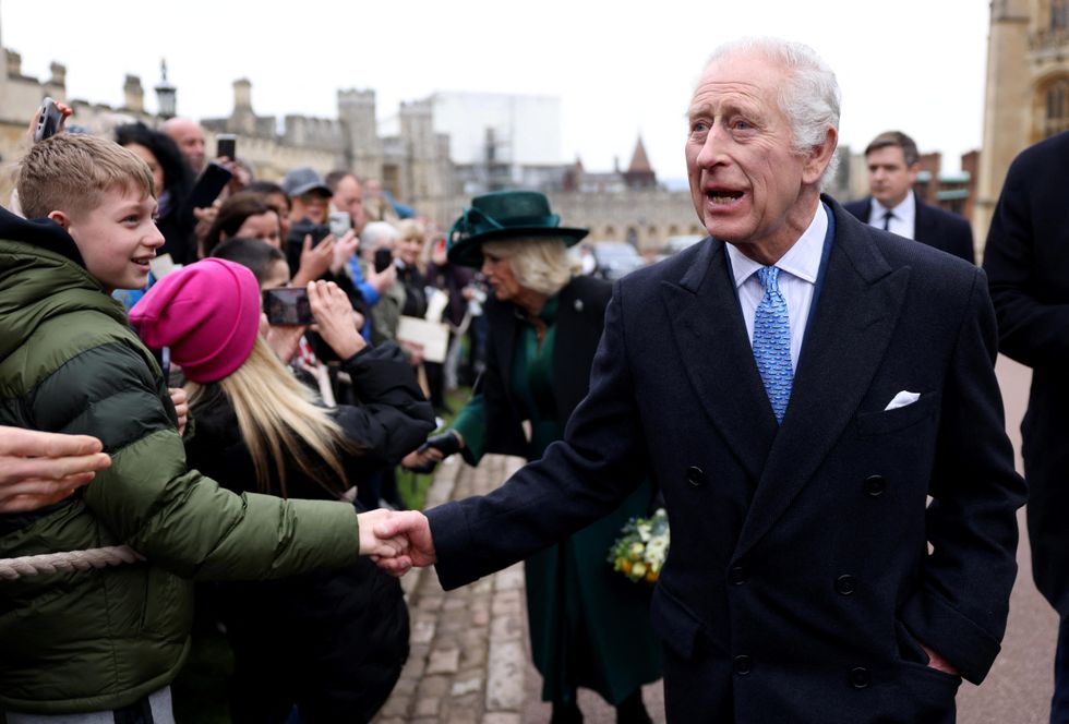 King urged to ‘keep going strong’ as he greets well-wishers after Easter service