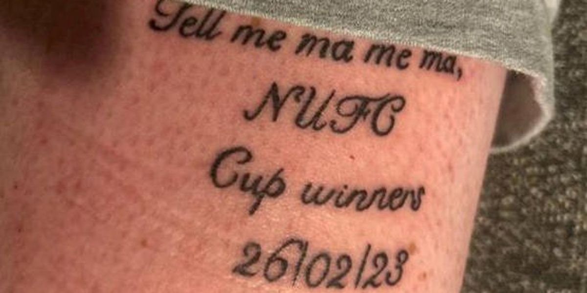 Red faced Newcastle fan got 'NUFC cup winners' tattoo before Man Utd defeat