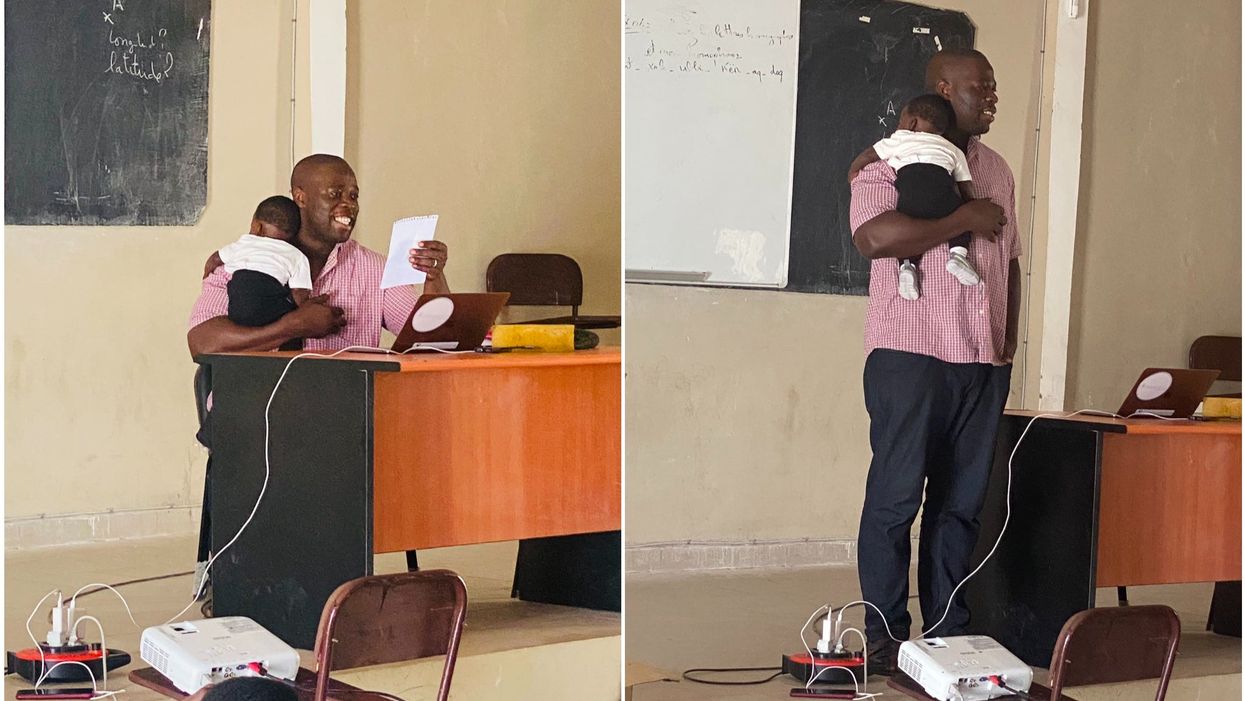 <p>The lecturer held his student’s child throughout the class so that she could focus on her work</p>