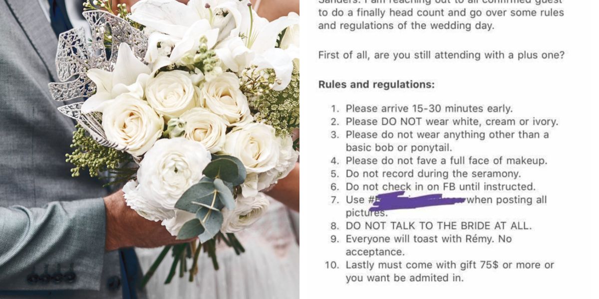 Logrithamic Rles Strict list of wedding ‘rules’ goes viral on Reddit | indy100