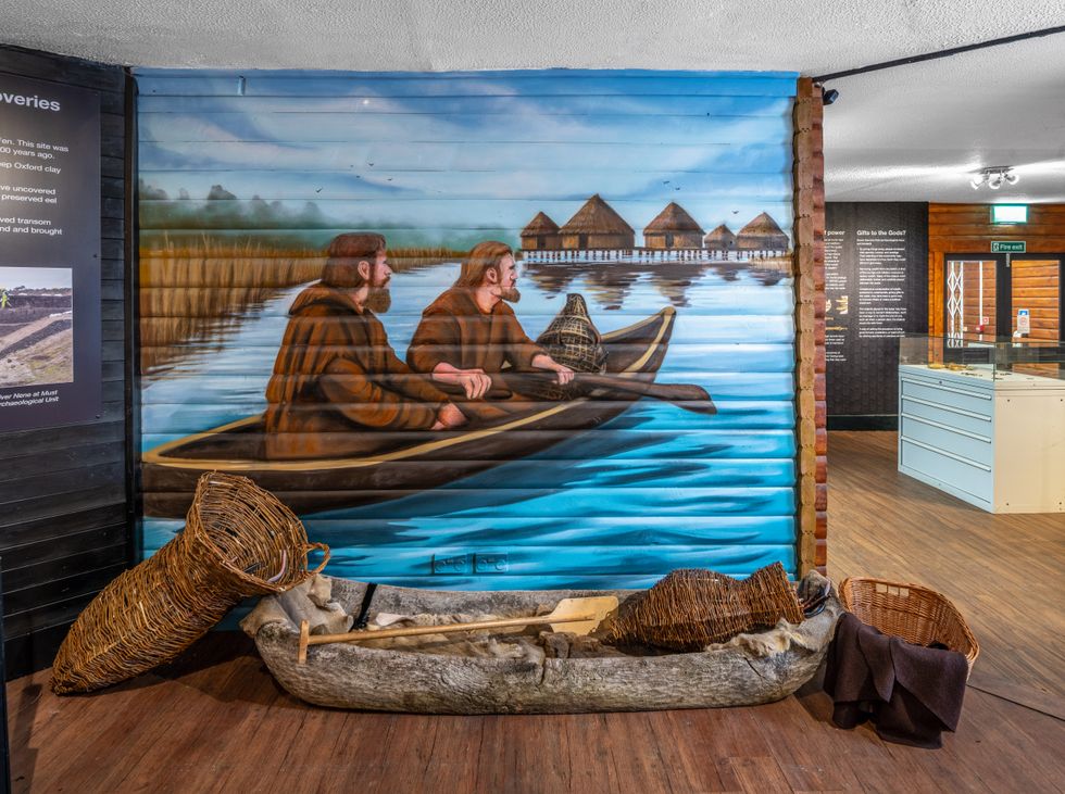 The log boat display at Flag Fen Archaeology Park. (Historic England Archive/ PA)