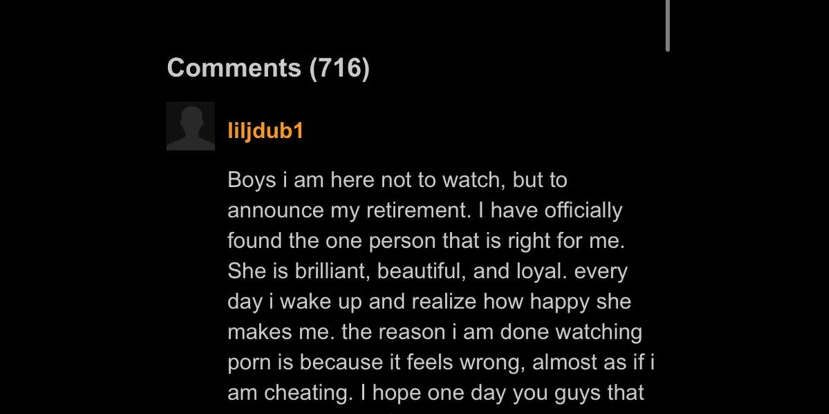Man 'retires' from Pornhub with touching statement after finding love |  indy100