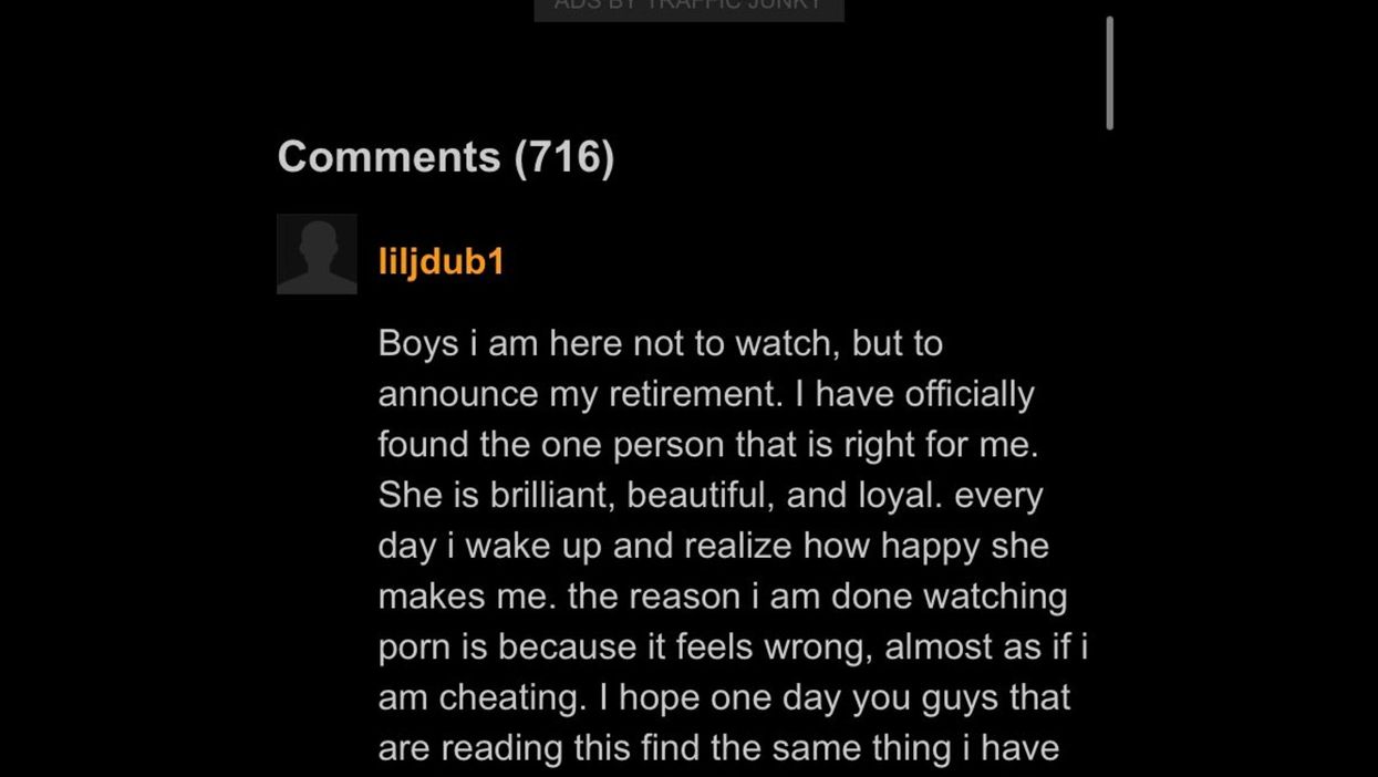 <p>The loved-up Pornhub user announced his ‘retirement’ from the site</p>