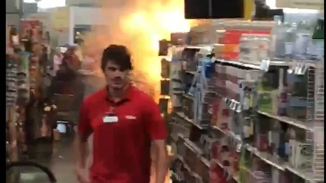 <p>The man walked away from the flames</p>