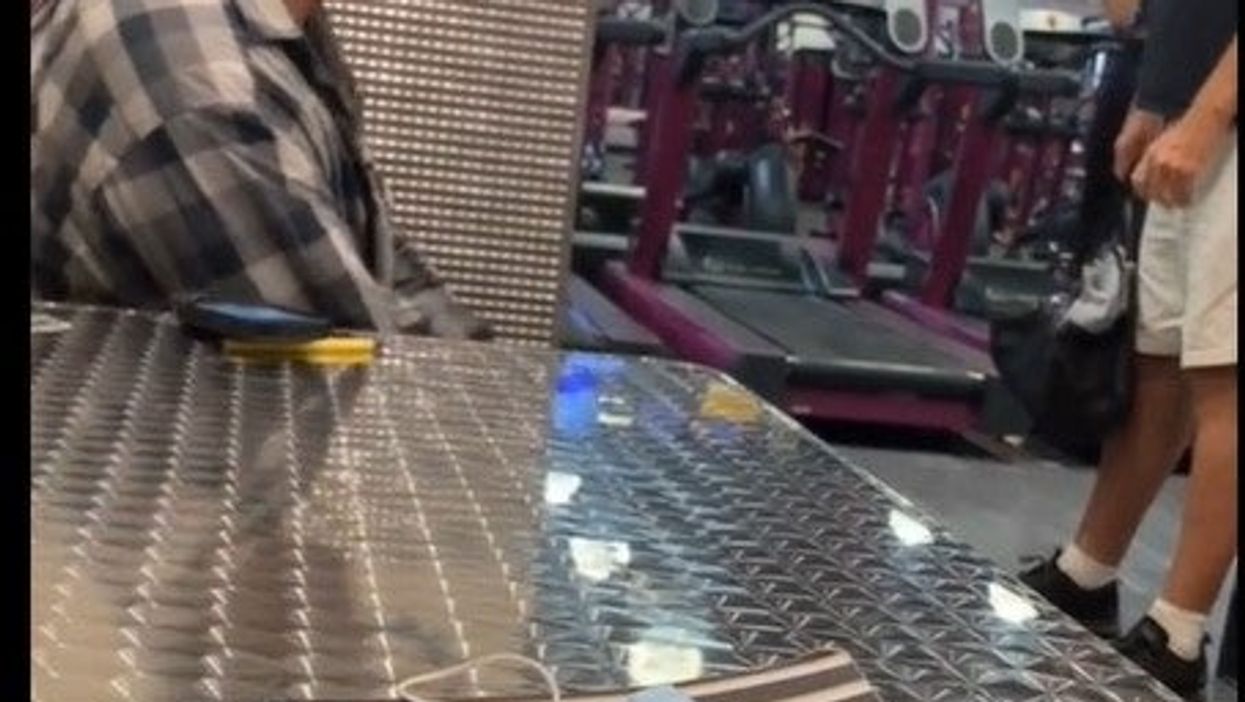 <p>The men were apparently making comments about a woman on a treadmill</p>