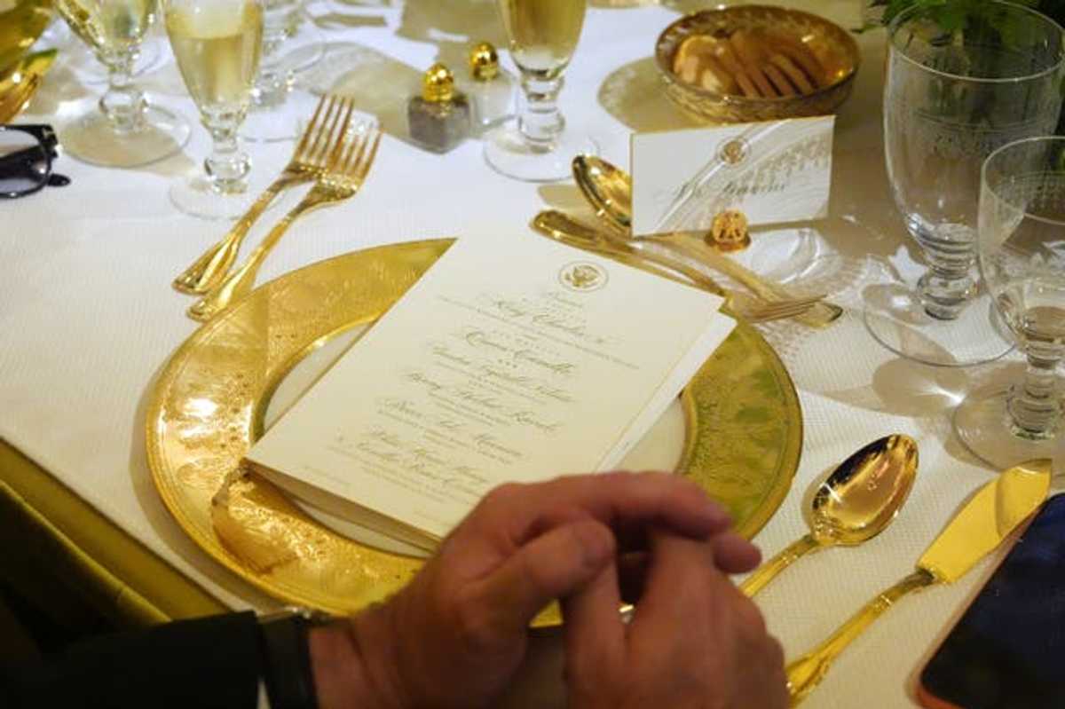 The menu for the State Dinner during the King and Queen's visit to the US (AP Photo/Alex Brandon)