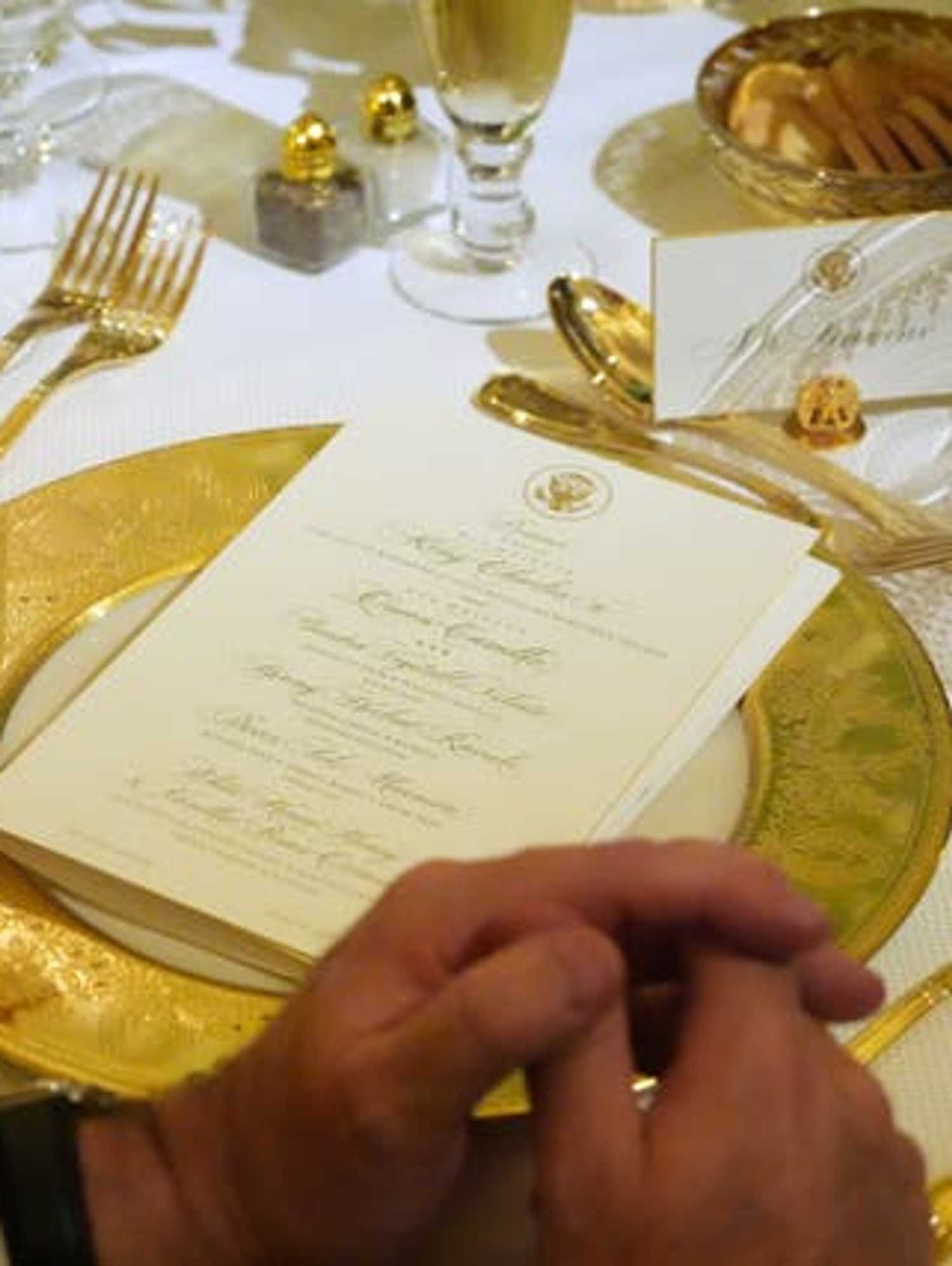 The menu for the State Dinner during the King and Queen's visit to the US (AP Photo/Alex Brandon)
